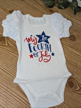 "My 1st Fourth of July" White Baby Onesie